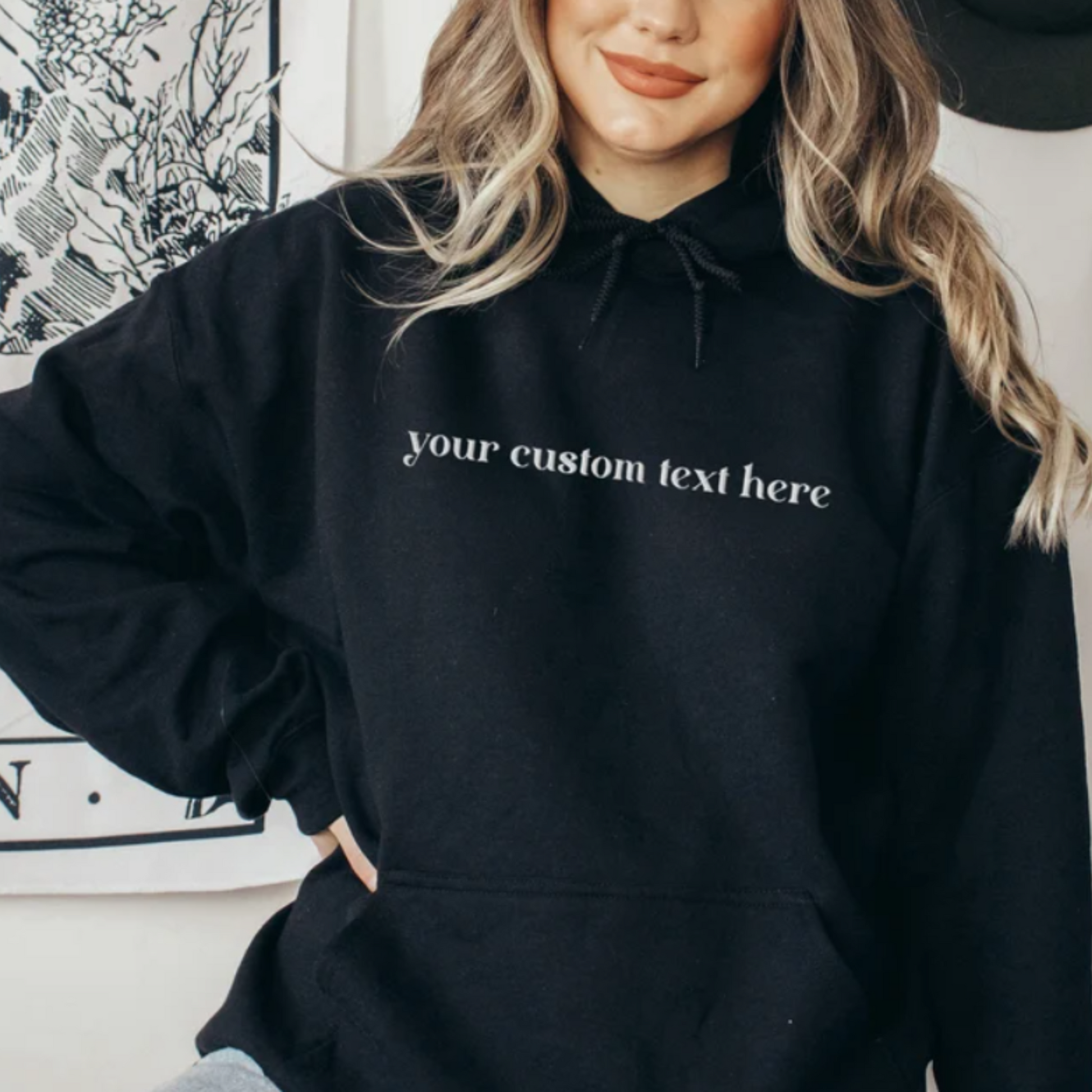 Custom embroidered text Hoodie